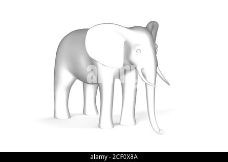 Elefant - Schwarz-Weiß-Grafiken auf weißem Hintergrund - 3D-Illustration Stockfoto