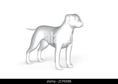 Hund - Schwarz-Weiß-Grafiken auf weißem Hintergrund - 3D-Illustration Stockfoto