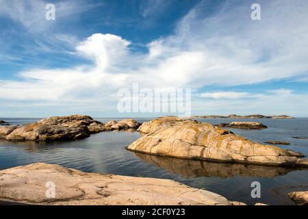 Naturschutzgebiet Tjurpannan, Naturschutzgebiet Tjurpannans, Tanum Bohuslän, Sverige, Schweden Stockfoto