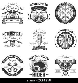 Vector Set von Vintage-Motorrad-Embleme, Etiketten, Abzeichen und Logos Stock Vektor