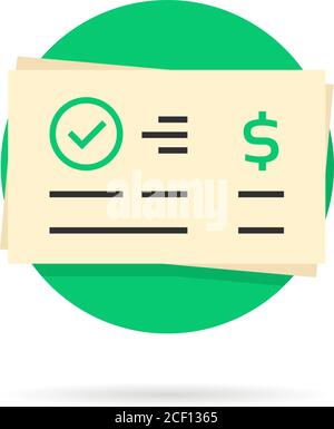 Grüne Runde einfacher Geldscheck Stock Vektor