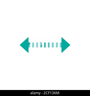 Symbol für Vektorabstand. Zwei gegenüberliegende horizontale Pfeile isoliert auf weiß. Symbol für flache Dehnung. Exchange-Symbol. Gut für Web- und Software-Schnittstellen. Flip f Stock Vektor