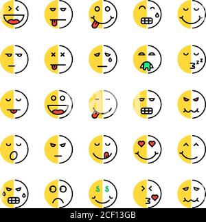 Satz von linearen oder Cartoon Duplicity emoji Stock Vektor