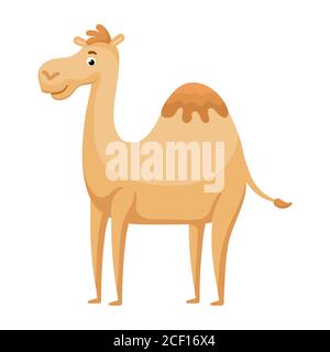 Niedliche lustige Kamel-Druck auf weißem Hintergrund. Afrikanische Cartoon Tier Charakter für die Gestaltung von Album, Scrapbook, Grußkarte, Einladung, Wanddekoration. Stock Vektor