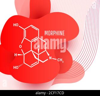 Morphin chemische Formel, Opium Alkaloid. Isoliert aus Opiummohn papaver somniferum. Stock Vektor