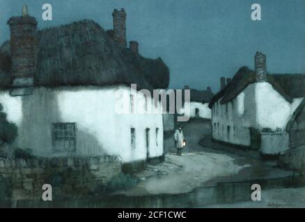 Foweraker Albert Moulton - Moonlight - Newton St Cyres Devon 1 - British School - 19. Jahrhundert Stockfoto