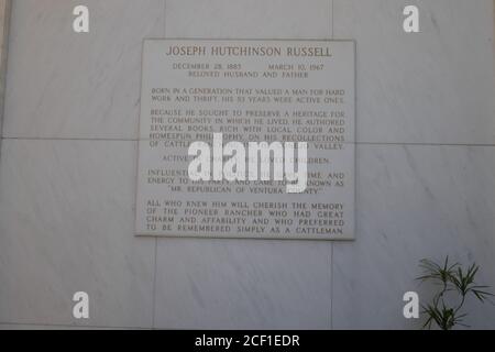 Westlake Village, California, USA 2. September 2020 EINE allgemeine Ansicht der Atmosphäre von Pierce Brothers Valley Oaks Memorial Park am 2. September 2020 in Westlake Village, California, USA. Foto von Barry King/Alamy Stockfoto Stockfoto