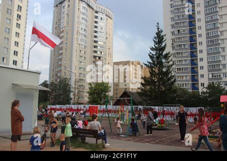 Minsk Belarus - 2. September 2020: Friedliche Proteste in Belarus nach den Präsidentschaftswahlen in Belarus 2020. Quadrat der Änderungen Stockfoto