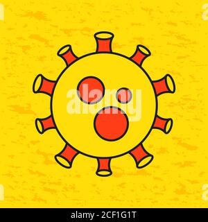 Neues Coronavirus. Konzept des chinesischen Coronavirus 2019-nCoV Gelb Vektor Illustration. Covid 19. Coronavirus Cell (MERS-Cov) Asian Fluin A World. Stock Vektor