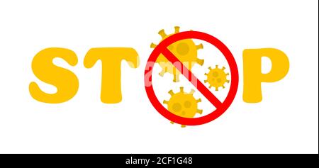 Beenden Sie Den Virentext. Virenausbruch. Schutz vor Viren und Krankheiten. Stoppen Sie Spread of Virus. Öffentliche Gesundheit Risiko antivirale Immunität Achtung. Die Abb. Stock Vektor