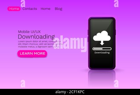 Herunterladen von Anwendungen Online-Dienste, Update Cloud-System, Website. Vektorgrafik Stock Vektor