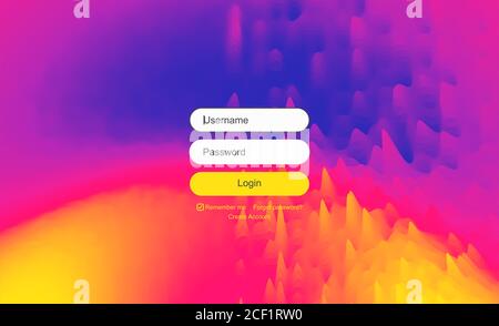 Login User Interface. Moderne Screen Design für mobile App und Web Design. Farbverlauf Hintergrund. Website Element. Vector Illustration. Stock Vektor