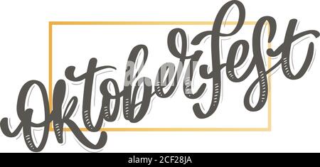 Oktoberfest Hintergrund. Happy Oktoberfest in deutscher Schrift und Typografie. Beer Festival Dekoration Abzeichen Symbol. Stock Vektor