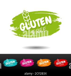Set von glutenfreien Abzeichen. Vektorgrafiken von Hand gezeichnet. Stockfoto