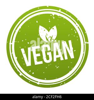 Grünes Vegan Abzeichen - Vegan Knopf. Eps10-Vektor. Stockfoto