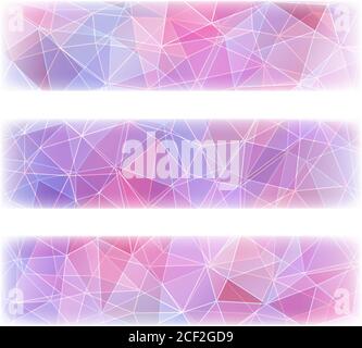 Set aus drei Bannern mit abstraktem polygonalem geometrischen Hintergrund. Stock Vektor