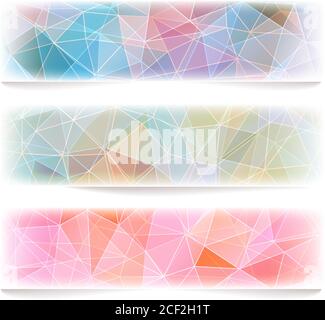 Set aus drei Bannern mit abstraktem polygonalem geometrischen Hintergrund. Stock Vektor