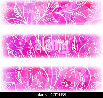 Set aus drei Bannern mit abstraktem polygonalem geometrischen Hintergrund. Stock Vektor