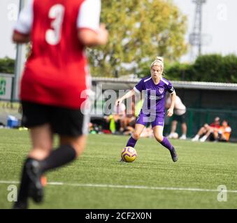 London, Großbritannien. August 2020. Brentford FC Frauen Gastgeber Portsmouth Frauen auf Bedfont Sports Ground für eine Pre-Season freundlich. Brentford verlor an die Natio Stockfoto