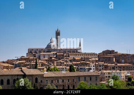 Schöne Aussicht auf Dom und campanile von Siena Kathedrale, Duomo di Siena Stockfoto