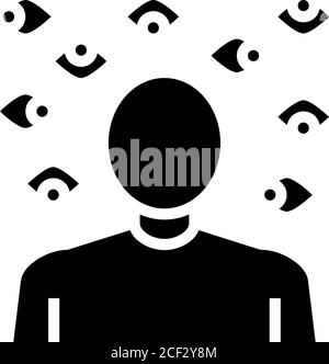 Paranoia psychologische Probleme Glyphe Symbol Vektor Illustration Stock Vektor