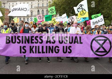 London - 3. September 2020 - Extinction Rebellion Demonstration - Fotograf : Brian Duffy Stockfoto