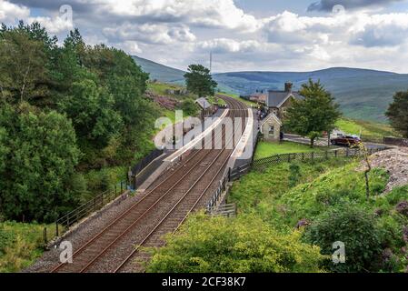 Dent Station, die höchste Hauptbahnstation in Großbritannien in Cowgill in Dent Dale. Stockfoto