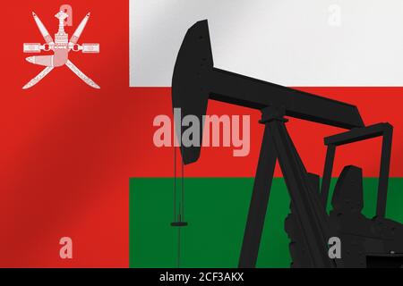 Schöne Kürbisölextraktion mit der Oman Flagge 3d Render. Stockfoto
