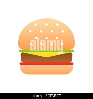 Burger Hamburger-Ikone im trendigen flachen Stil isoliert. Vektorgrafik „Stock“. Stock Vektor