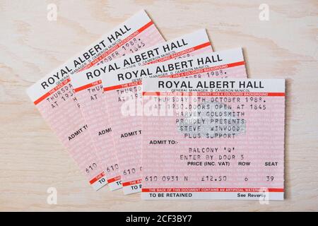 Konzertticket Stubs für Steve Winwood in Balcony Q, Donnerstag, 6. Oktober 1988 in der Royal Albert Hall in London, Großbritannien Stockfoto