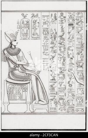 Ägyptische Hieroglyphen schreiben. Aus der National Encyclopedia: A Dictionary of Universal Knowledge, erschienen um 1890 Stockfoto