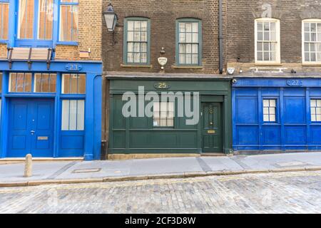 Historische britische Architektur Gebäude und Häuser in Mercer Street, Seven Dials Conservation Area, Covent Garden, London, England, Großbritannien Stockfoto