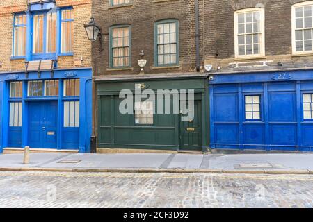 Historische britische Architektur Gebäude und Häuser in Mercer Street, Seven Dials Conservation Area, Covent Garden, London, England, Großbritannien Stockfoto