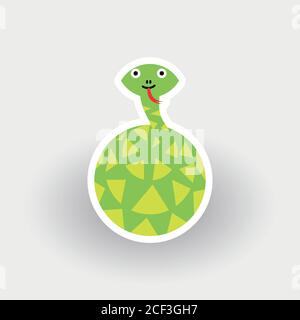 Happy Anaconda - lustige Cartoon Tier. Kindercharakter. Einfache Vektordarstellung mit abfallengelassenen Schatten. Stock Vektor