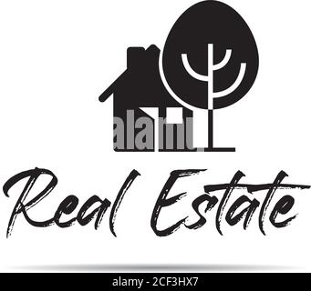 Immobilien-Logo, Haus ZU VERMIETEN. Symbol für Vektorkontur. Stock Vektor