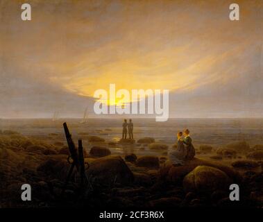 Mondaufgang über dem Meer von Caspar David Friedrich (1774-1840), Öl auf Leinwand, um 1821 Stockfoto