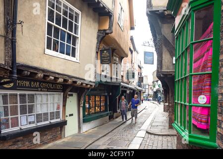 Medieval Shambles Street, Newgate, York, North Yorkshire, England, Vereinigtes Königreich Stockfoto