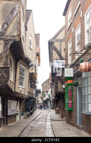 Medieval Shambles Street, Newgate, York, North Yorkshire, England, Vereinigtes Königreich Stockfoto