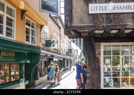 Medieval Shambles Street, Newgate, York, North Yorkshire, England, Vereinigtes Königreich Stockfoto