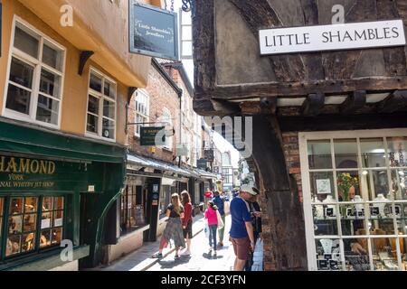 Medieval Shambles Street, Newgate, York, North Yorkshire, England, Vereinigtes Königreich Stockfoto