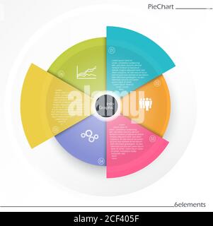 EPS 10-Vektordatei für grafische Vorlagen für Geschäftsinformationen, Konzepte für Teamarbeit und Dateninformationen mit sechs Prozessoptionen Stock Vektor