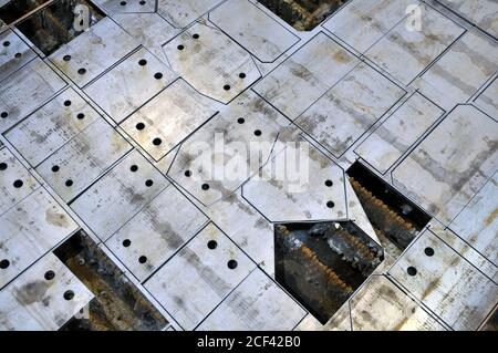 Plasmaschneiden im Werk. Blech schneiden. Details. Stockfoto