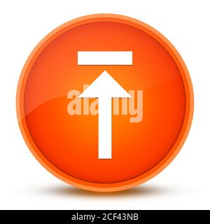 Isoliert auf glänzend orange runden Knopf abstrakte Abbildung Symbol hochladen Stockfoto