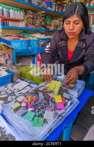 Mercado Campesinosor Bauernmarkt, Sucre,Hauptstadt der Verfassung Boliviens,Hauptstadt des Departements Chuquisaca, Bolivien, Lateinamerika.´ Stockfoto