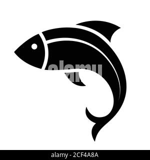 Fish Icon schwarze Silhouette. Symbol für das Fischereilogo. Stock Vektor
