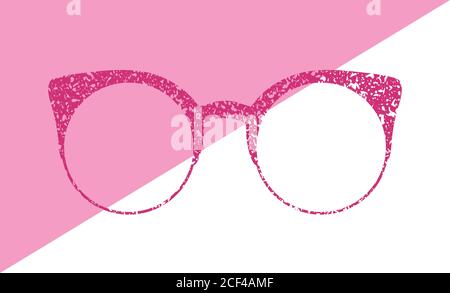 Brillen grunge Textur Vektor. Accessoire Kunst schwarz Kollektion cooles flaches Design. Elegante Brille weiß Hintergrund. Stock Vektor