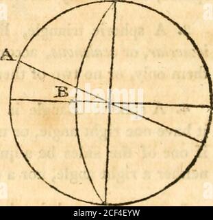 . Mathematik, zusammengestellt von den besten Autoren und soll das Lehrbuch des Kurses der privaten Vorlesungen über diese Wissenschaften in der Universität in Cambridge sein [Mikroform]. Und die anderen zwei entgegengesetzten Extreme. Hinweis: Um die Bedeutung und Anwendung dieser trigonometrischen Begriffe zu veranschaulichen, die Lord Napier zuerst in diesen Wissenschaftszweig einführte, wird ein sphärisches Dreieck, zusammen mit den benachbarten und entgegengesetzten Extremen, verbunden mit jedem bestimmten mittleren oder mittleren Teil, angefügt. In der Abbildung kann AC bethe Basis, ab die senkrecht-Lar, BC ist die Hypotenuse, Cthr .ingle an der Basis, und thenB der Gang Stockfoto
