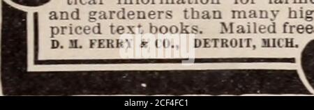 . Christian Herold und Zeichen unserer Zeit. Gut begonnen ist halb getan. Beginwell, indem Sie Ferrys Seeds.Dont lassen Zufall determineyour Ernte, aber Pflanzen FerrySeeds. Bekannt und soldeverywhere. Bevor Sie Pflanzen, erhalten Ferrys Samen jährlich für 1896. Enthält mehr praktische Informationen für Farmersund Gärtner als viele teure Lehrbücher. Kostenloser Versand. H. FEKRY * 10., DETROIT, JUIH.. Stockfoto