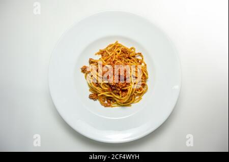 Spaghetti Bolognese Pasta Essen Stockfoto