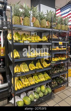 Produktion im D'Agostino Lebensmittelgeschäft in New York City, USA Stockfoto